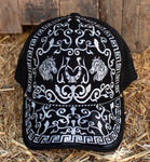 HORSE caballo western horseshoes EMBROIDERED HAT adjustable trucker mesh cap