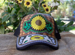 WOMENS Sunflower embroidered SNAPBACK western cowgirl adjustable girasol hat cap