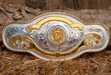 EL CENTENARIO 50 PESOS mexican mariachi cowboy western Alpaca belt buckle