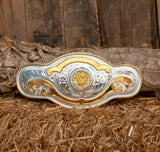 EL CENTENARIO 50 PESOS mexican mariachi cowboy western Alpaca belt buckle