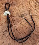 WESTERN horse caballo cowboy cowgirl alpaca silver Leather BOLO TIE corbatero charro