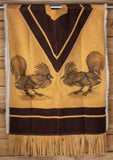 AUTHENTIC SUEDE LEATHER stamped Rooster gallo sheep wool cockfighting Mexican poncho rebozo Gaban