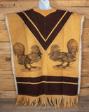 AUTHENTIC SUEDE LEATHER stamped Rooster gallo sheep wool cockfighting Mexican poncho rebozo Gaban