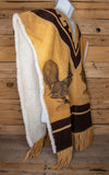 AUTHENTIC SUEDE LEATHER stamped Rooster gallo sheep wool cockfighting Mexican poncho rebozo Gaban