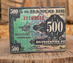 MEXICO 500 PESOS bill Mexican LEATHER laser printed  bi-fold wallet
