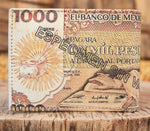 MEXICO 1000 PESOS bill Mexican LEATHER laser printed  bi-fold wallet