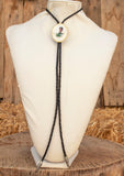 WESTERN Alpaca silver Jesus Malverde narco saint  leather BOLO TIE corbatero charro