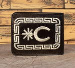 WESTERN HORSE SPURS Embroidered leather bi fold wallet cartera espuelas