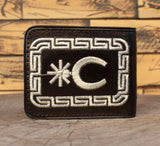 WESTERN HORSE SPURS Embroidered leather bi fold wallet cartera espuelas