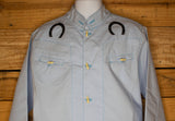 CHILDRENS WESTERN COWBOY embroidered horseshoe rodeo button up shirt camisa charro nino