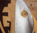 AUTHENTIC SUEDE LEATHER stamped Rooster gallo sheep wool cockfighting Mexican poncho rebozo Gaban