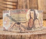 MEXICO 1000 PESOS bill Mexican LEATHER laser printed  bi-fold wallet