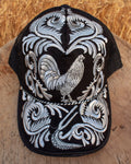 ROOSTER Gallo western EMBROIDERED HAT adjustable trucker mesh cap