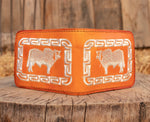 WESTERN BULL Toro EMBROIDERED leather bi fold caballo wallet