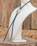 WOMENS Western Alpaca silver Folkloric Folklorico handcrafted leather BOLO TIE corbatero charro