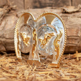 DOUBLE HORSESHOE BULLRIDER cowboy western belt buckle evilla Jaripeo herradura