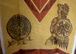 AUTHENTIC SUEDE LEATHER stamped Calendario Azteca Aztec deer sheep wool double sided  Mexican poncho Gaban