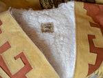 AUTHENTIC SUEDE LEATHER stamped Calendario Azteca Aztec deer sheep wool double sided  Mexican poncho Gaban