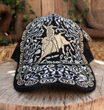 CHARRO Bullrider western rodeo EMBROIDERED HAT adjustable trucker cap