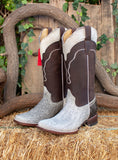 WOMENS COWGIRL cowboy COWHAIR leather square toe western Boots Size 7