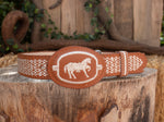 CHILDRENS YOUTH WESTERN HORSE EMBROIDERED COWBOY LEATHER BELT