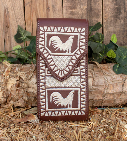 GALLO ROOSTER EMBROIDERED leather western cowboy rodeo cell phone case pouch
