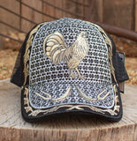 ROOSTER Gallo Cockfighting western EMBROIDERED HAT adjustable trucker mesh cap