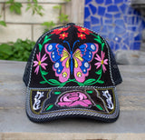 WOMENS BUTTERFLY flower embroidered SNAPBACK western cowgirl adjustable hat cap