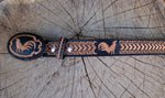 CHILDRENS YOUTH WESTERN ROOSTER GALLO EMBROIDERED COWBOY LEATHER BELT