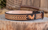 CHILDRENS YOUTH WESTERN ROOSTER GALLO EMBROIDERED COWBOY LEATHER BELT