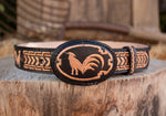 CHILDRENS YOUTH WESTERN ROOSTER GALLO EMBROIDERED COWBOY LEATHER BELT