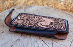 LEATHER ROOSTER Gallo STAMPED western cowboy rodeo cell phone case pouch