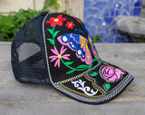 WOMENS BUTTERFLY flower embroidered SNAPBACK western cowgirl adjustable hat cap
