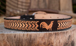 CHILDRENS YOUTH WESTERN ROOSTER GALLO EMBROIDERED COWBOY LEATHER BELT