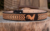 CHILDRENS YOUTH WESTERN ROOSTER GALLO EMBROIDERED COWBOY LEATHER BELT