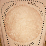 PIGSKIN LEATHER CUSHIONED universal car seat with Rooster Cockfighting gallos stamped design