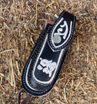 HANDCRAFTED LEATHER Bull Hemp embroidered 5 inch knife SHEATH funda navaja piteada