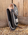 HANDCRAFTED LEATHER Bull Hemp embroidered 5 inch knife SHEATH funda navaja piteada