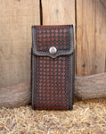 HAND TOOLED LEATHER western cowboy rodeo cell phone case pouch