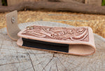LEATHER ROOSTER Gallo STAMPED western cowboy rodeo cell phone case pouch