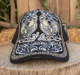 ROOSTER Gallo Cockfighting western EMBROIDERED HAT adjustable trucker mesh cap