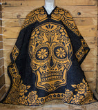 Dia de los muertos La Catrina Day of the dead Mexican calavera double sided reversible Mexico PONCHO Zarape Gaban