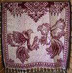 ROOSTER GALLOS cockfighting 2 sided reversible Mexican Poncho rebozo Gaban ZARAPE