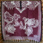 ROOSTER GALLOS cockfighting 2 sided reversible Mexican Poncho rebozo Gaban ZARAPE