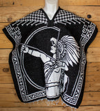 CHILDRENS YOUTH kids AZTEC warrior Popocatépetl Azteca 2 sided reversible Mexican Poncho rebozo gaban Zarape