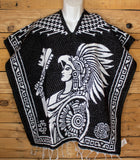 CHILDRENS YOUTH kids AZTEC warrior Popocatépetl Azteca 2 sided reversible Mexican Poncho rebozo gaban Zarape