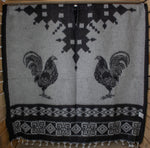 ROOSTER GALLOS cockfighting 2 sided reversible Mexican Poncho rebozo Gaban ZARAPE