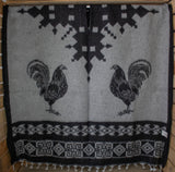 ROOSTER GALLOS cockfighting 2 sided reversible Mexican Poncho rebozo Gaban ZARAPE