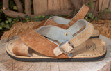 MENS LEATHER 2 strap brown COWHAIR mexican sandals with tire sole Size 9 Huarache pelo de vaca