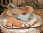 MENS LEATHER 2 strap brown COWHAIR mexican sandals with tire sole Size 9 Huarache pelo de vaca